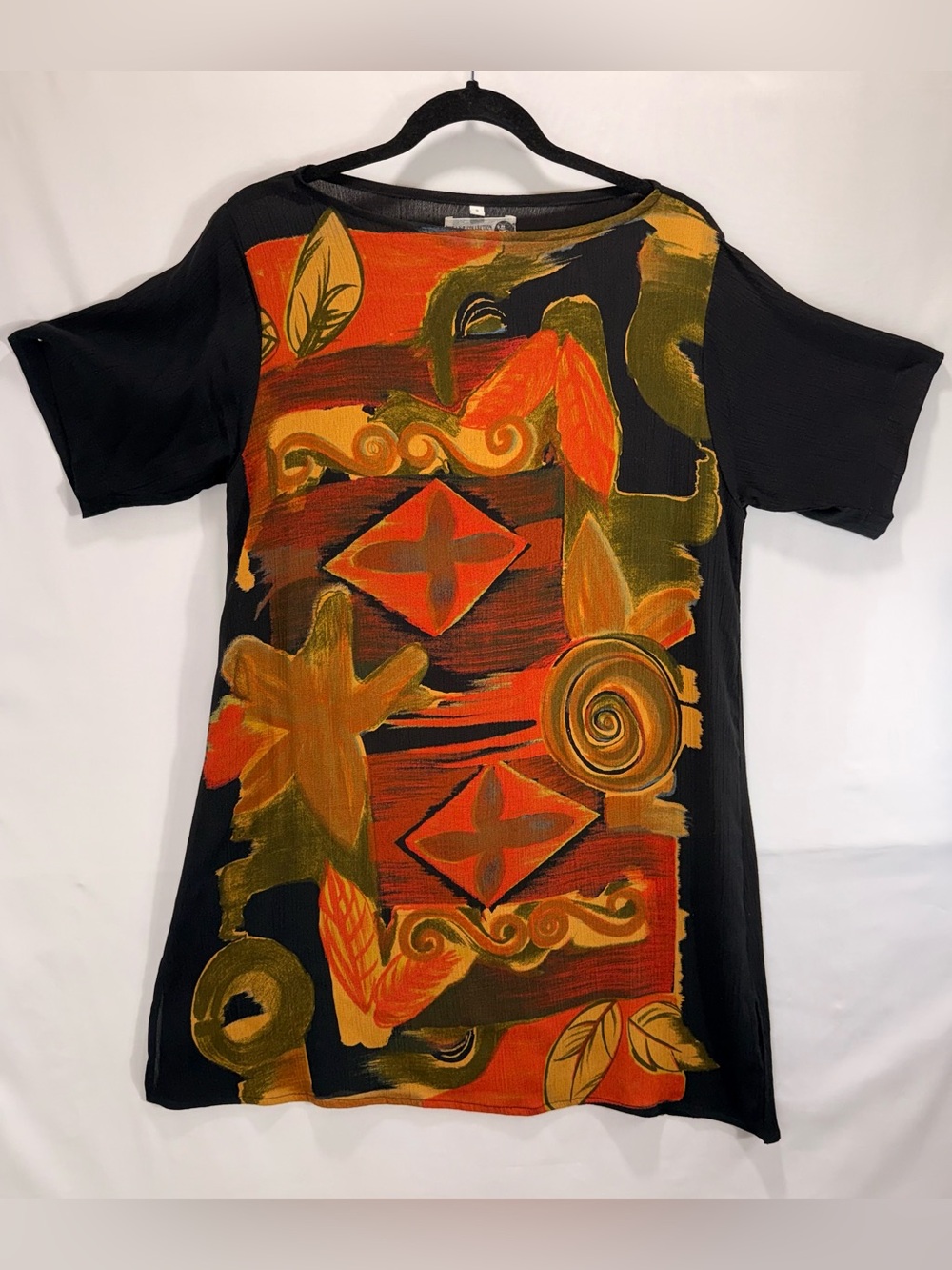 The A.N.T. Collection Abstract Print Top Size S Boho Artistic Rayon Blouse